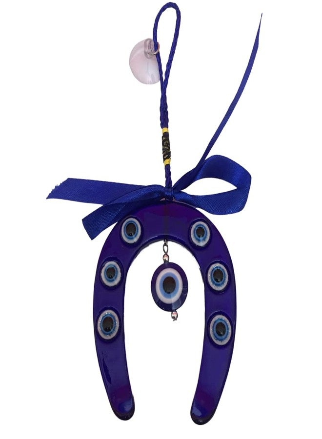 GJ Blue Horse Shoe Naal Evil Eye Hanging for Home Entrance & for Car Decoration - Image 1